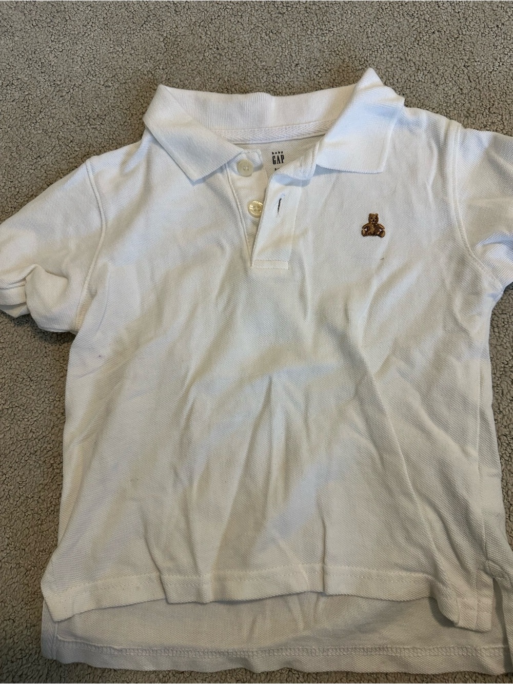 GAP White Polo with Brown Bear Embroidery